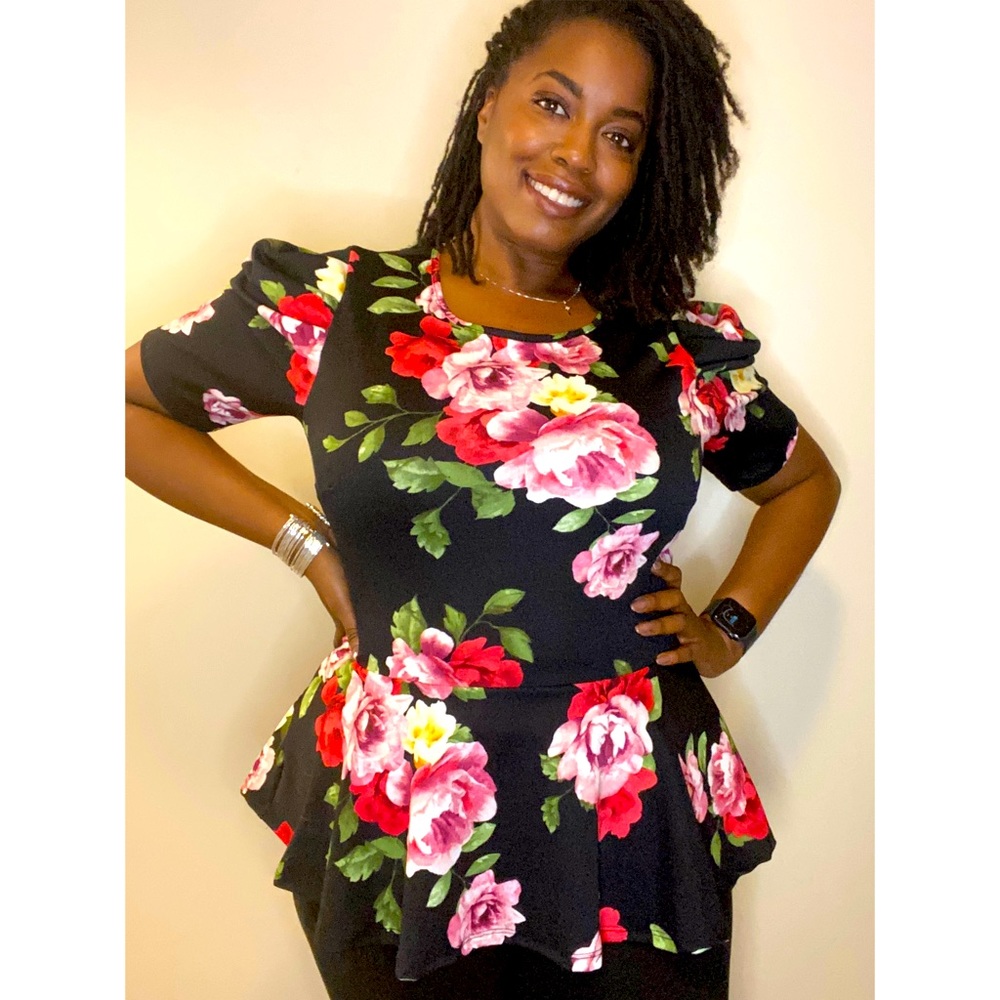 Lovely lady peplum top! Fun look for a brunch or church.